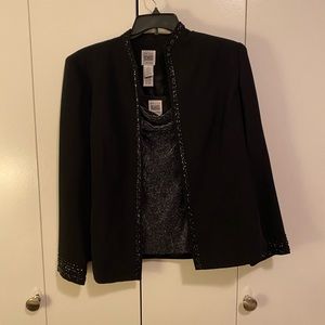 Retro Vintage Evening Black Shimmer Beaded Tank and Jacket
